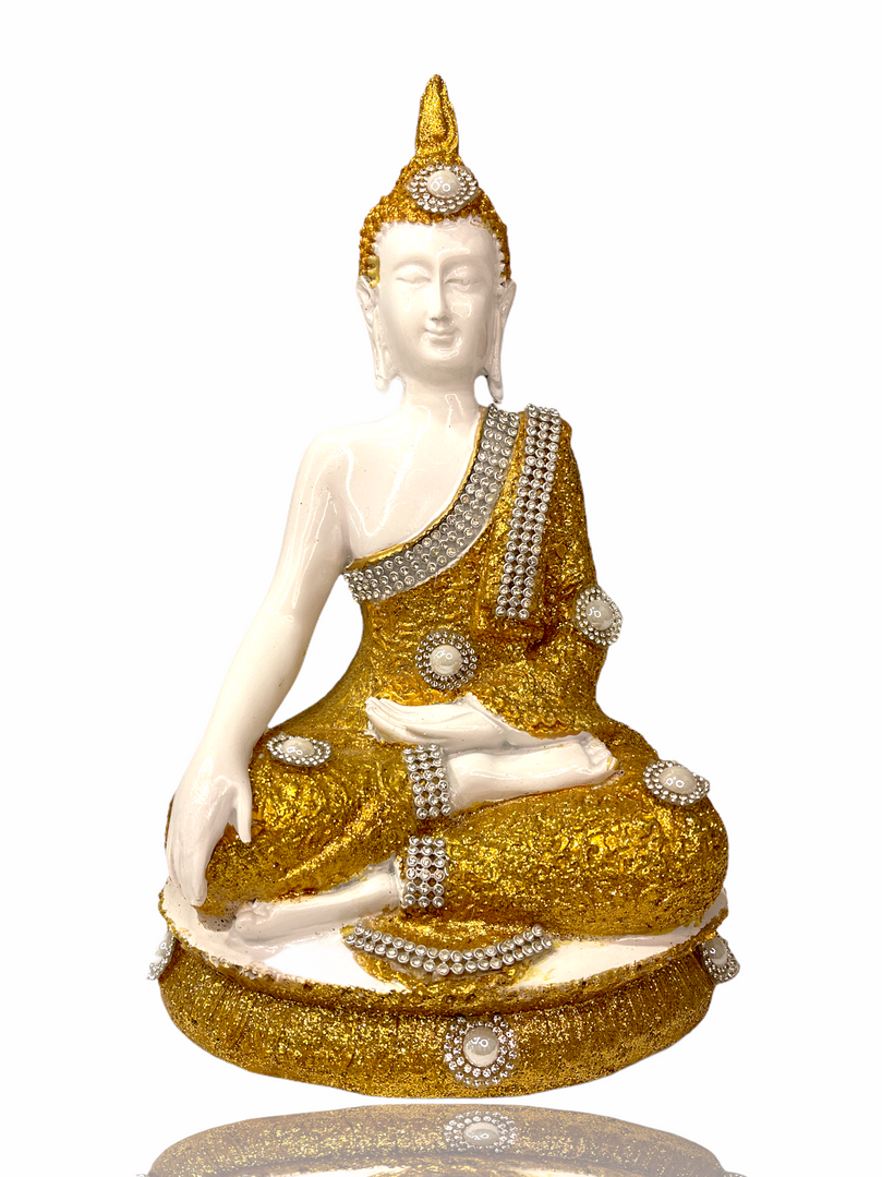 Gold Crystal & Peral Studded Buddha Meditating